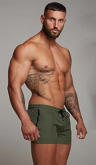 Mens Swim Trunks Quick Dry Swimwear Zipper Pockets, Swim Shorts with Mesh Lining
